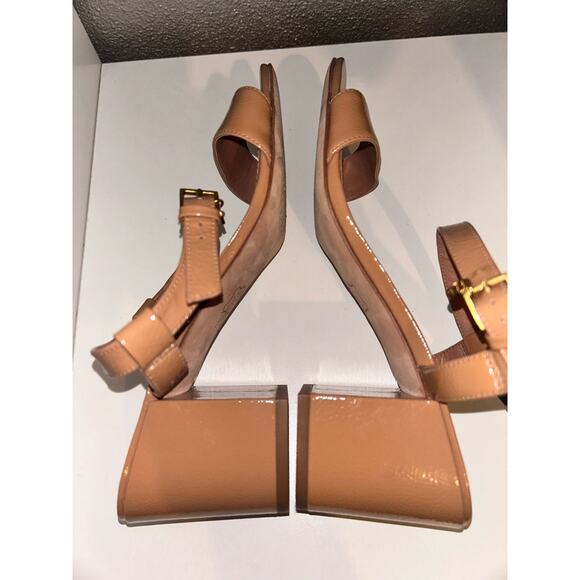 Tory Burch Laurel Preppy Academia Old Money Ankle Strap Tan Strappy Block Heels - Picture 4 of 9